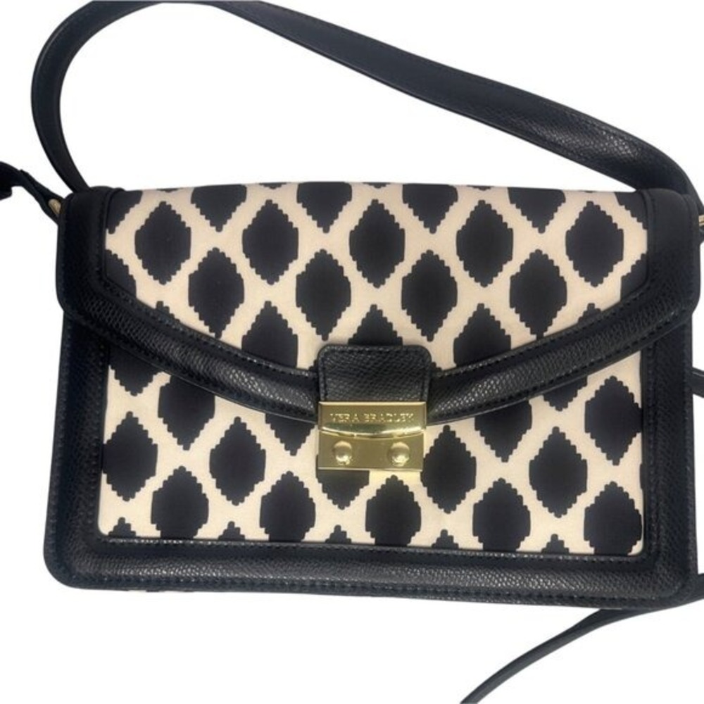 Vera Bradley Womens‎ Crossbody Bag Purse Geometric Ikat Print Flap Push Lock